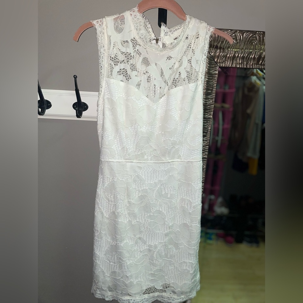 White lace overlay dress